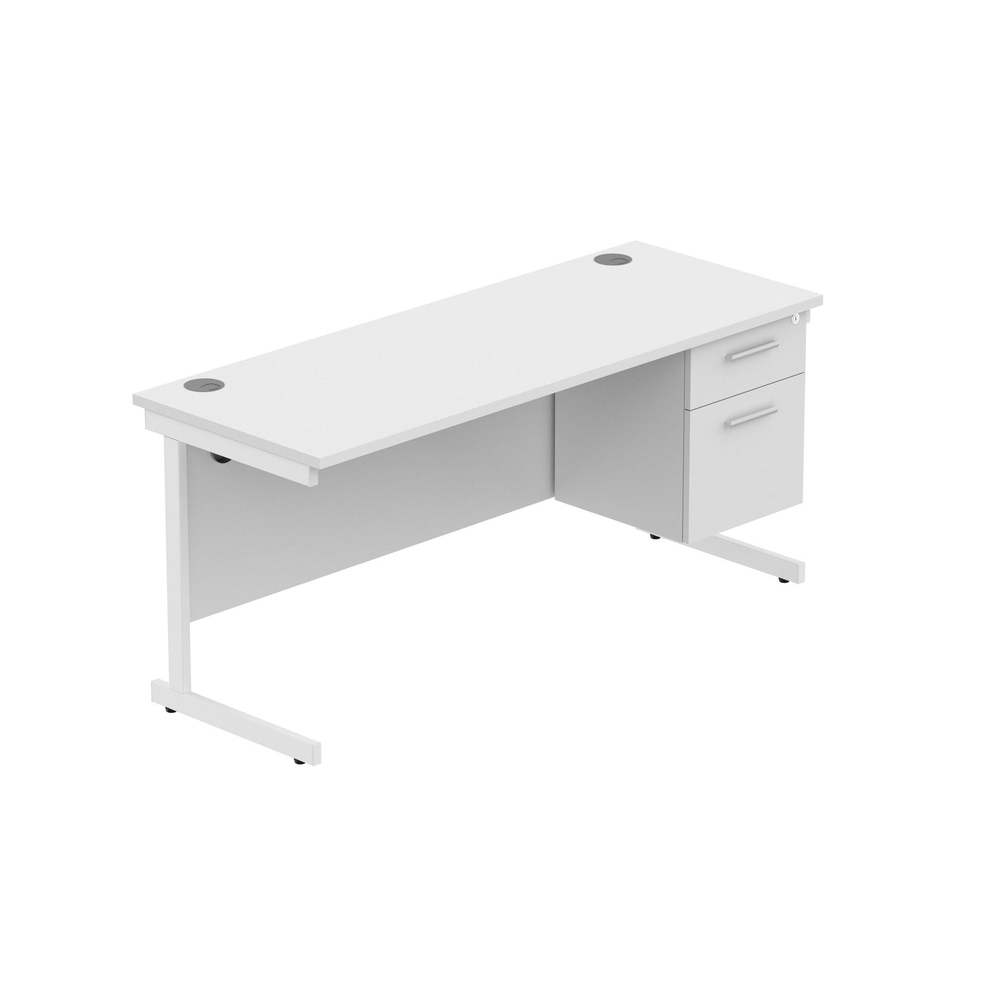 Core|Single Upright|Rectangular Desk with 2 Draw Fixed Pedestal (FSC)|1600x600|Arctic White-White