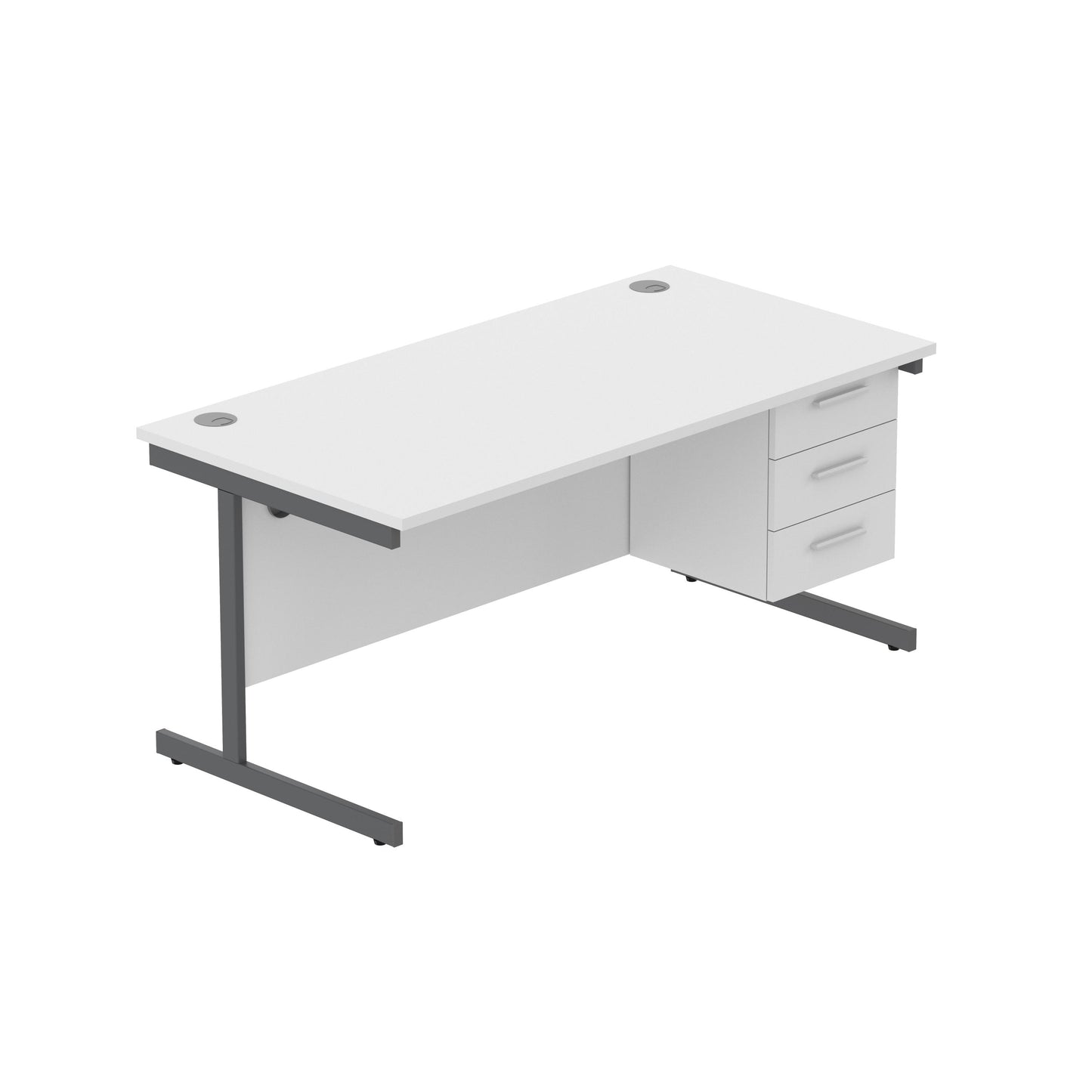 Core|Single Upright|Rectangular Desk with 3 Draw Fixed Pedestal (FSC)|1600x800|Arctic White-Graphite