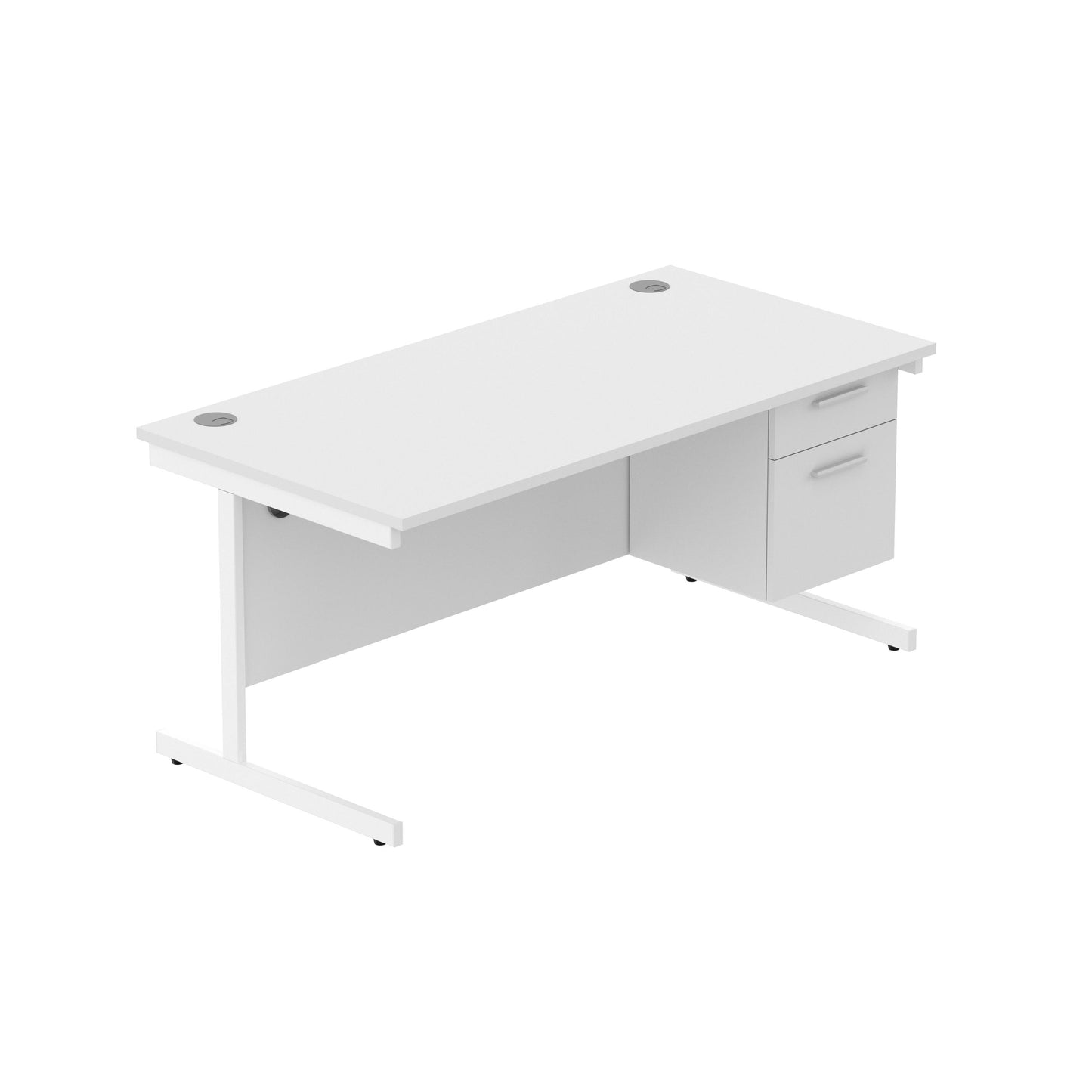 Core|Single Upright|Rectangular Desk with 2 Draw Fixed Pedestal (FSC)|1600x800|Arctic White-White