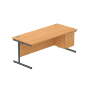 Office Rectangular Desk with Steel Single Upright Cantilever Legs + 2 Drawer Fixed Pedestal (FSC)