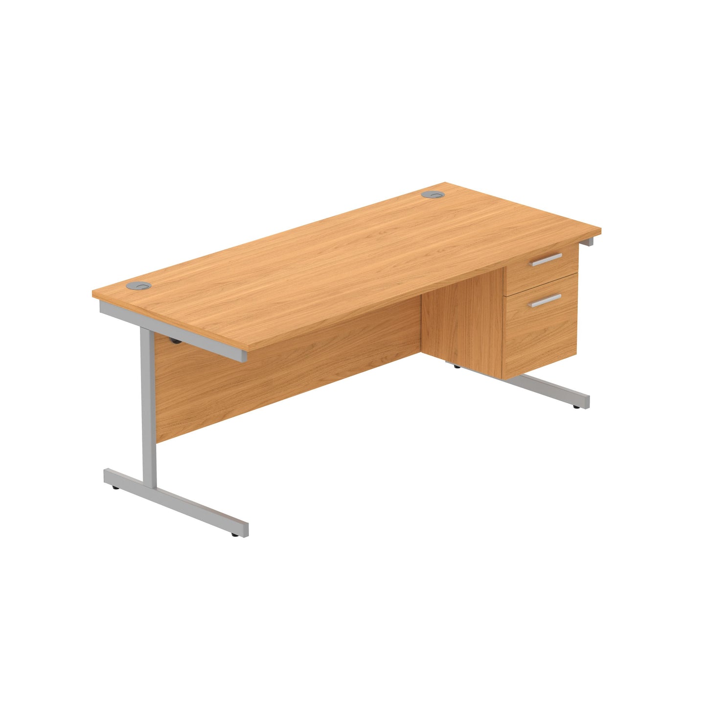 Core|Single Upright|Rectangular Desk with 2 Draw Fixed Pedestal (FSC)|1800x800|Norwegian Beech-Silver