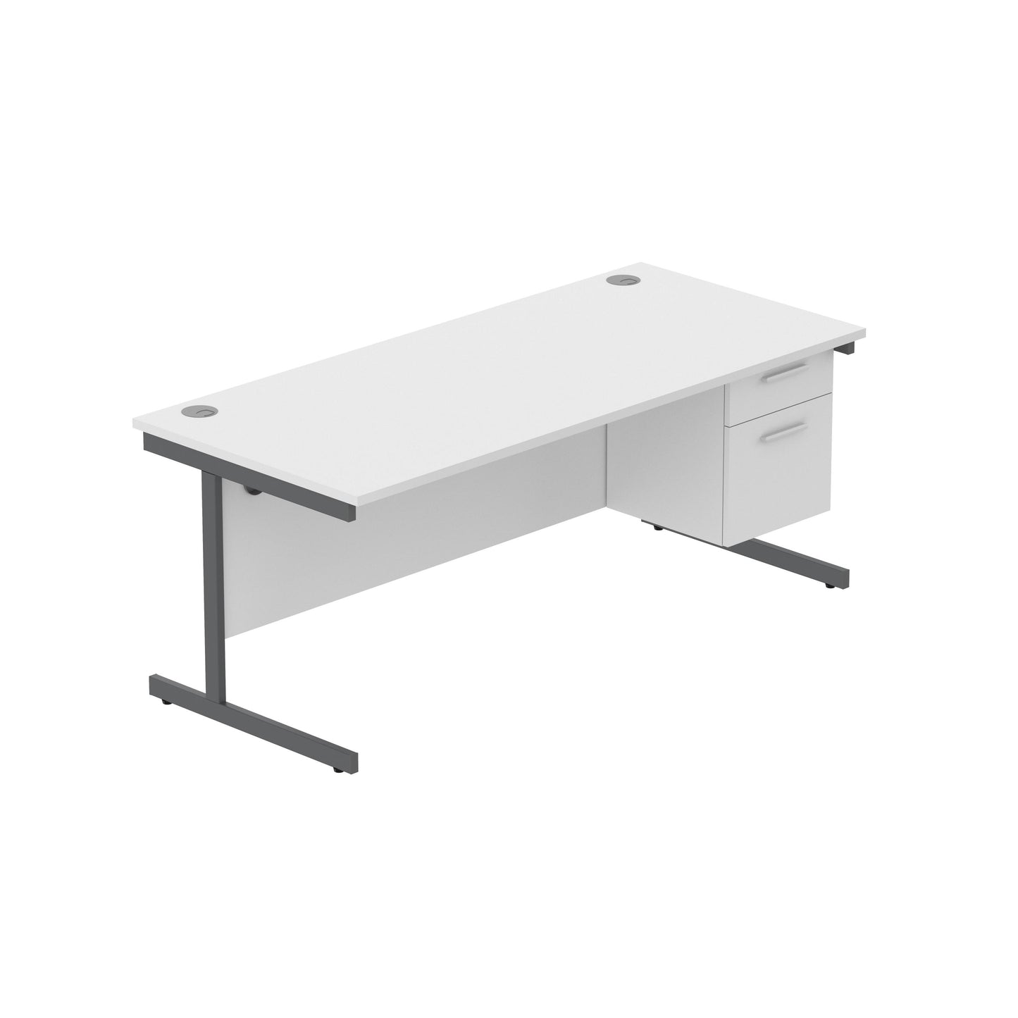 Core|Single Upright|Rectangular Desk with 2 Draw Fixed Pedestal (FSC)|1800x800|Canadian Oak-Graphite