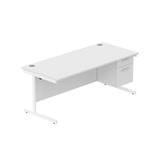 Office Rectangular Desk with Steel Single Upright Cantilever Legs + 2 Drawer Fixed Pedestal (FSC)