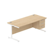 Office Rectangular Desk with Steel Single Upright Cantilever Legs + 3 Drawer Fixed Pedestal (FSC)