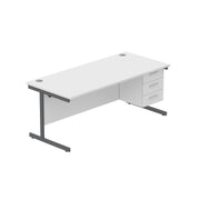 Office Rectangular Desk with Steel Single Upright Cantilever Legs + 3 Drawer Fixed Pedestal (FSC)