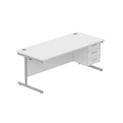 Office Rectangular Desk with Steel Single Upright Cantilever Legs + 3 Drawer Fixed Pedestal (FSC)