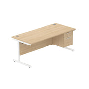 Office Rectangular Desk with Steel Single Upright Cantilever Legs + 2 Drawer Fixed Pedestal (FSC)