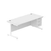 Office Rectangular Desk with Steel Single Upright Cantilever Legs + 3 Drawer Fixed Pedestal (FSC)