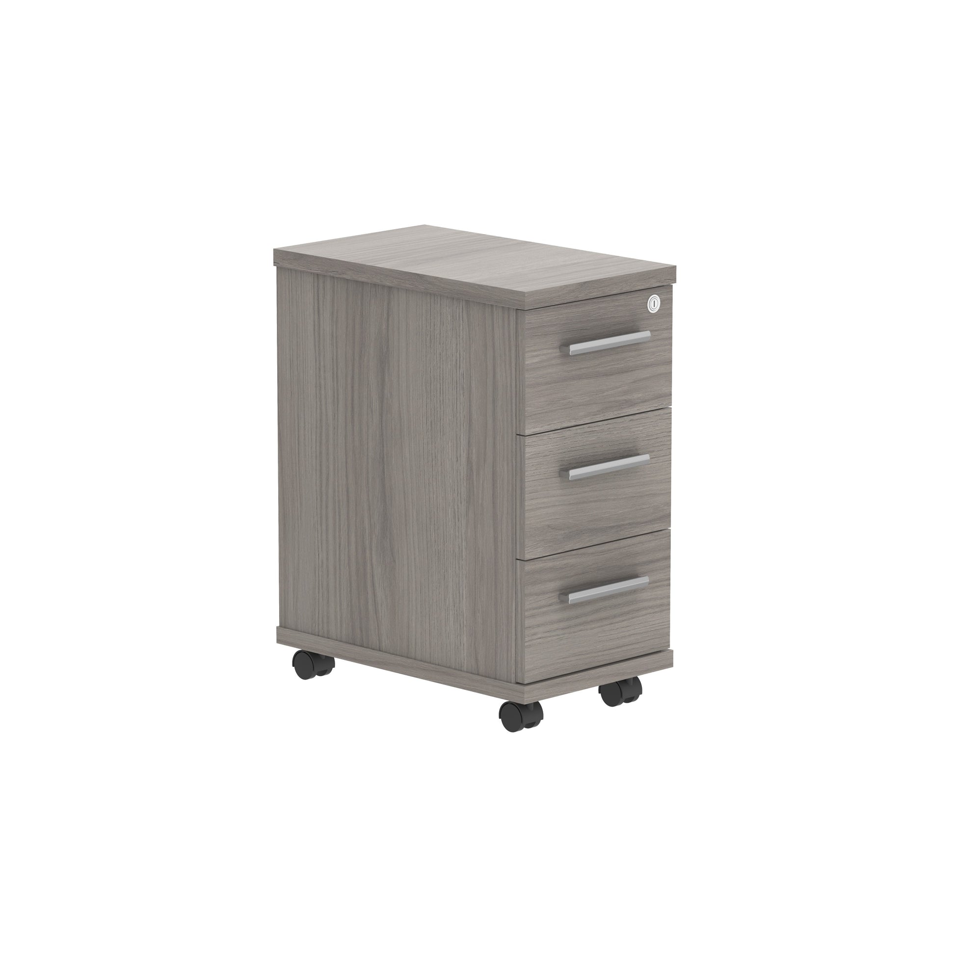 Core|3 Drawer|Narrow Mobile Under Desk Pedestal (FSC)|Alaskan Grey Oak