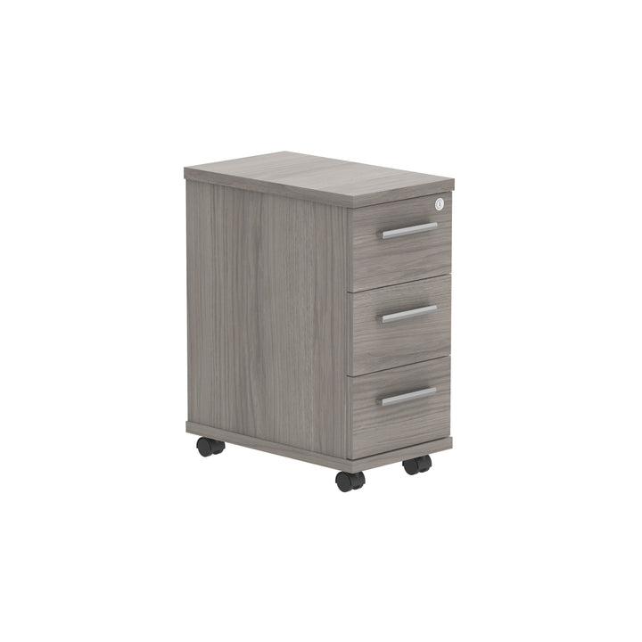 Core|3 Drawer|Narrow Mobile Under Desk Pedestal (FSC)|Alaskan Grey Oak