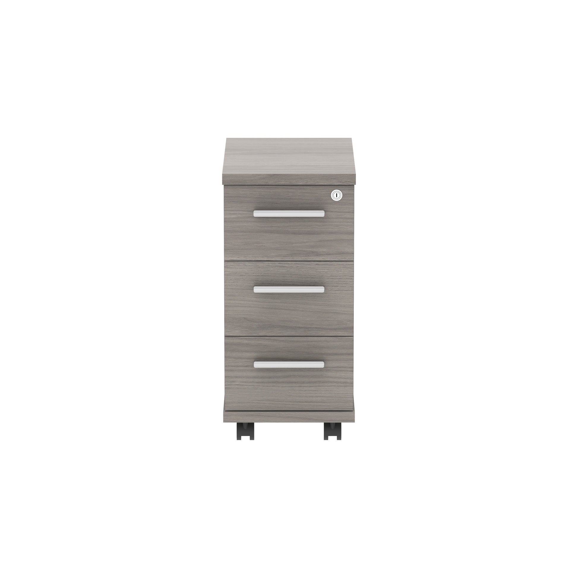Core|3 Drawer|Narrow Mobile Under Desk Pedestal (FSC)|Alaskan Grey Oak