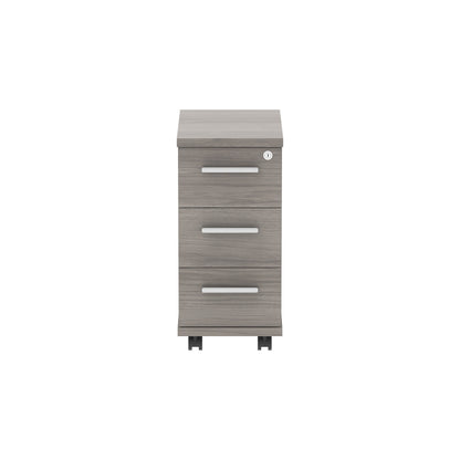 Core|3 Drawer|Narrow Mobile Under Desk Pedestal (FSC)|Alaskan Grey Oak