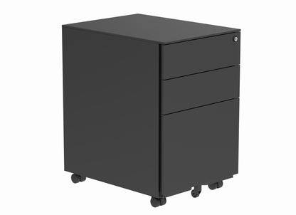 Core|3 Drawer|Steel Mobile Under Desk Pedestal|Black