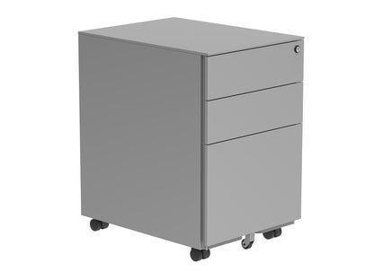 Core|3 Drawer|Steel Mobile Under Desk Pedestal|Silver