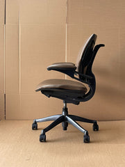 Humanscale Freedom Chair In Brown Patterned Leather - UK Delivery
