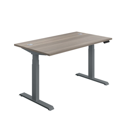 Aztec|Dual Motor|Sit Stand Desk|1600x800|Grey Oak-Graphite