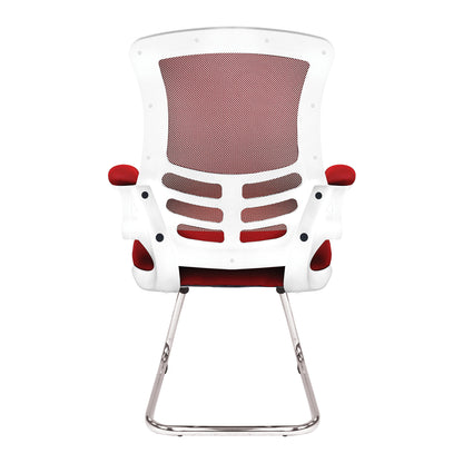 Luna - Best Selling Designer Cantilever White Framed Mesh Chair with Folding Arms