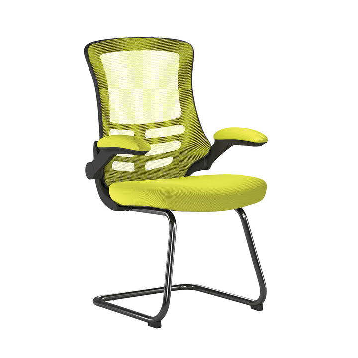 Luna - Best Selling Designer Cantilever Black Framed Mesh Chair with Folding Arms