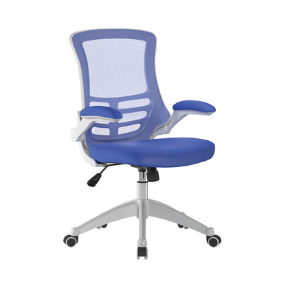Luna - Designer Mesh Back Chair with White Frame and Convenient Folding Arms