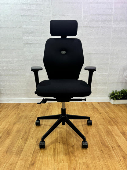 Ergonomic Super Adjustable Office Chair / Excellent Condition / Black / Posturite Chair Positiv Plus Medium Back Chair (with armrests/headrest) - Black