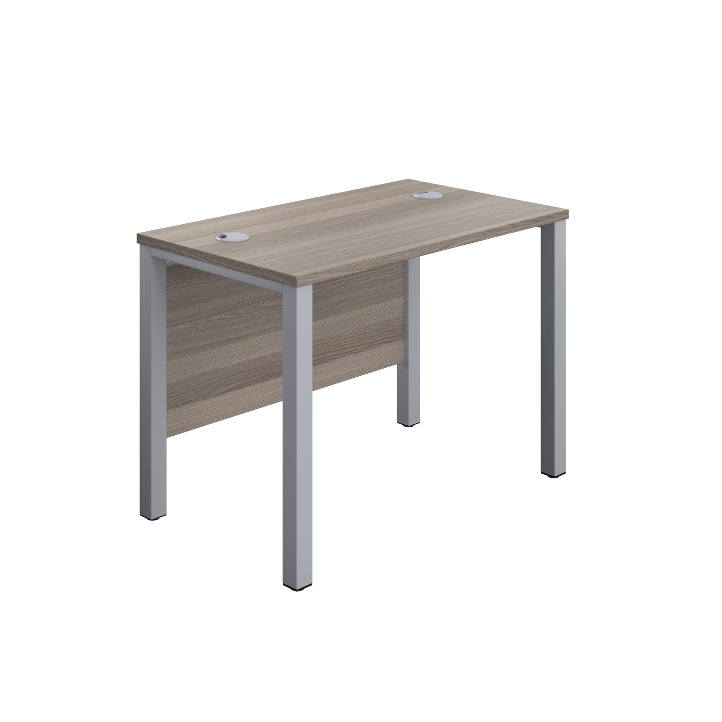 Aztec|Rectangular Desk|Goal Post Leg|1000x600|Grey Oak-Silver