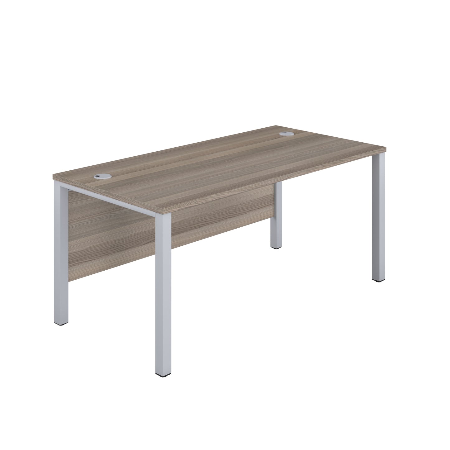 Aztec|Rectangular Desk|Goal Post Leg|1400x600|Grey Oak-Silver