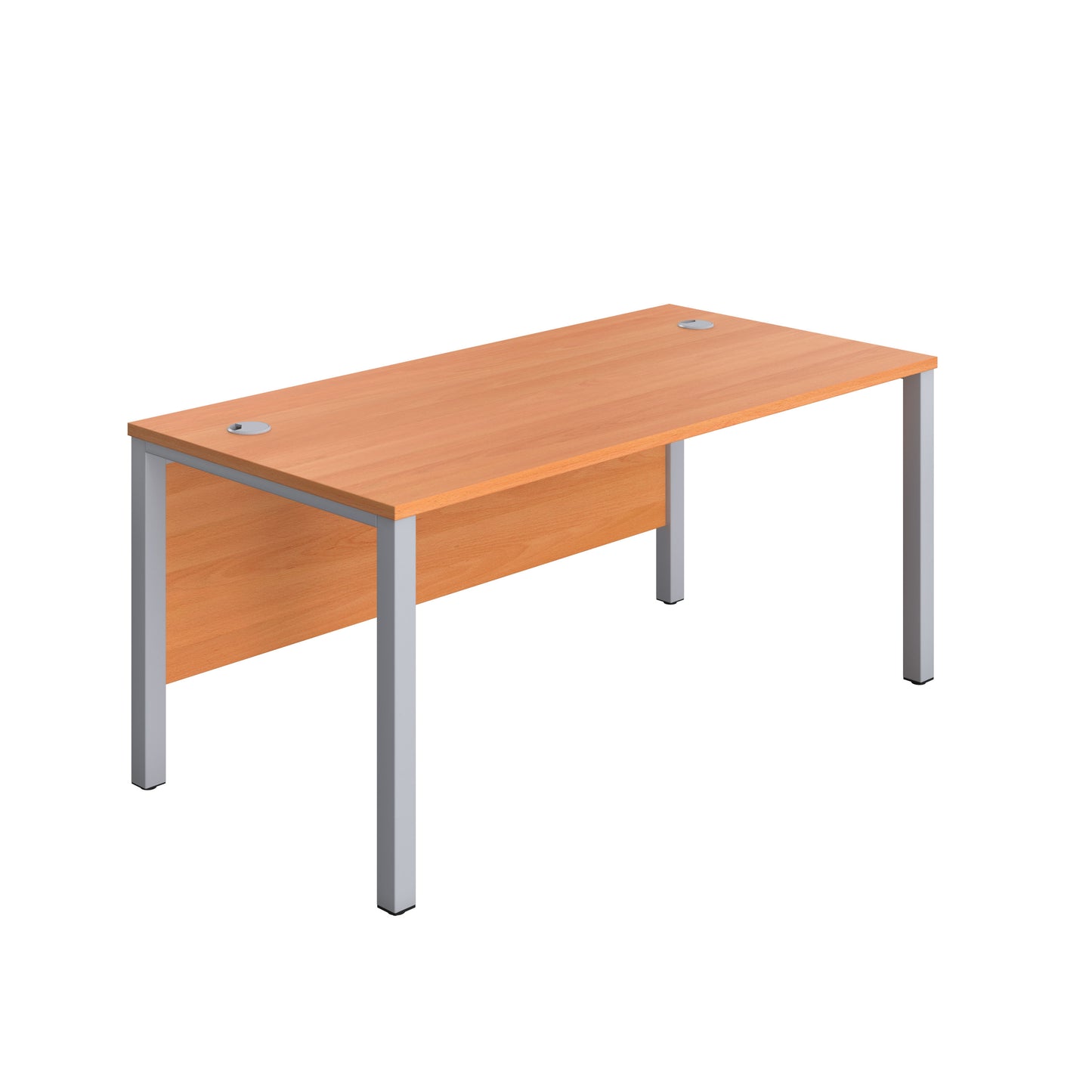 Aztec|Rectangular Desk|Goal Post Leg|1600x600|Beech-Silver