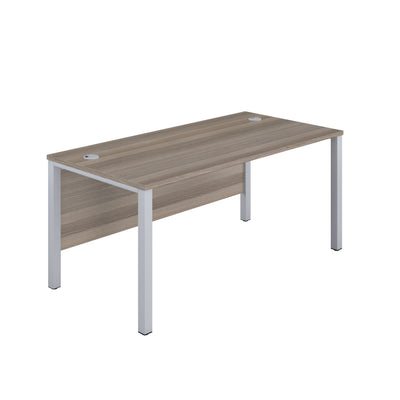 Aztec|Rectangular Desk|Goal Post Leg|1600x600|Grey Oak-Silver