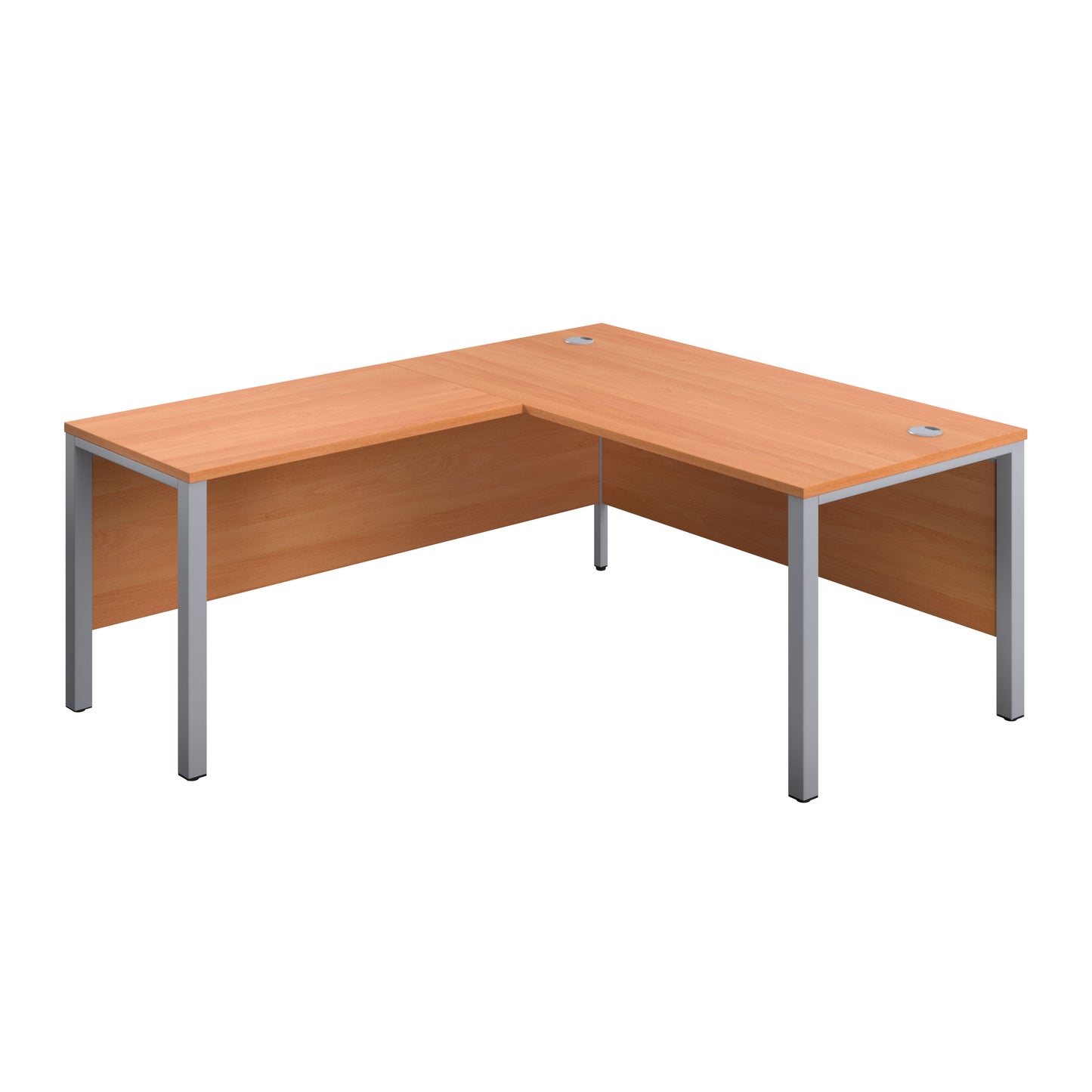Aztec|Rectangular Desk with Left Hand Return|Goal Post Leg|1600x800|Beech-Silver