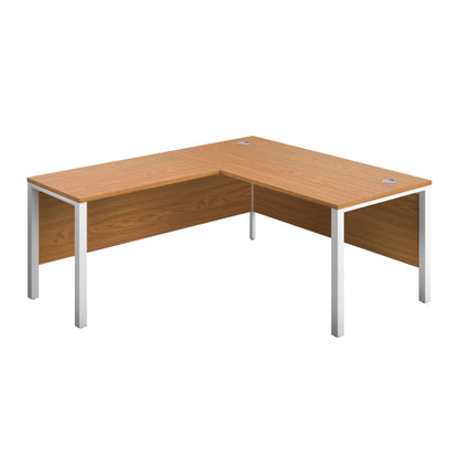 Aztec|Rectangular Desk with Left Hand Return|Goal Post Leg|1600x800|Nova Oak-White