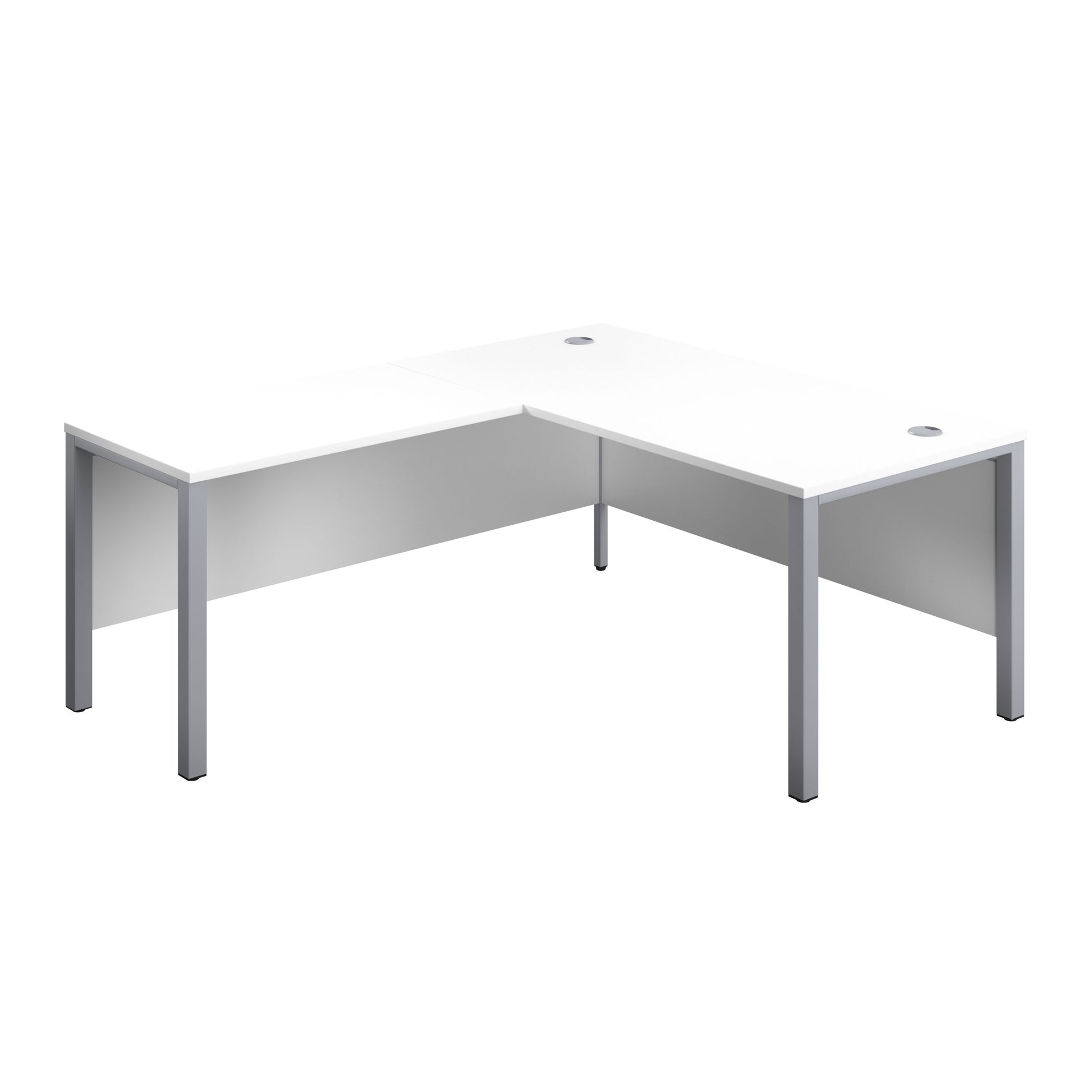 Aztec|Rectangular Desk with Left Hand Return|Goal Post Leg|1600x800|White-Silver