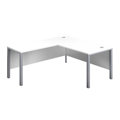 Aztec|Rectangular Desk with Left Hand Return|Goal Post Leg|1600x800|White-Silver