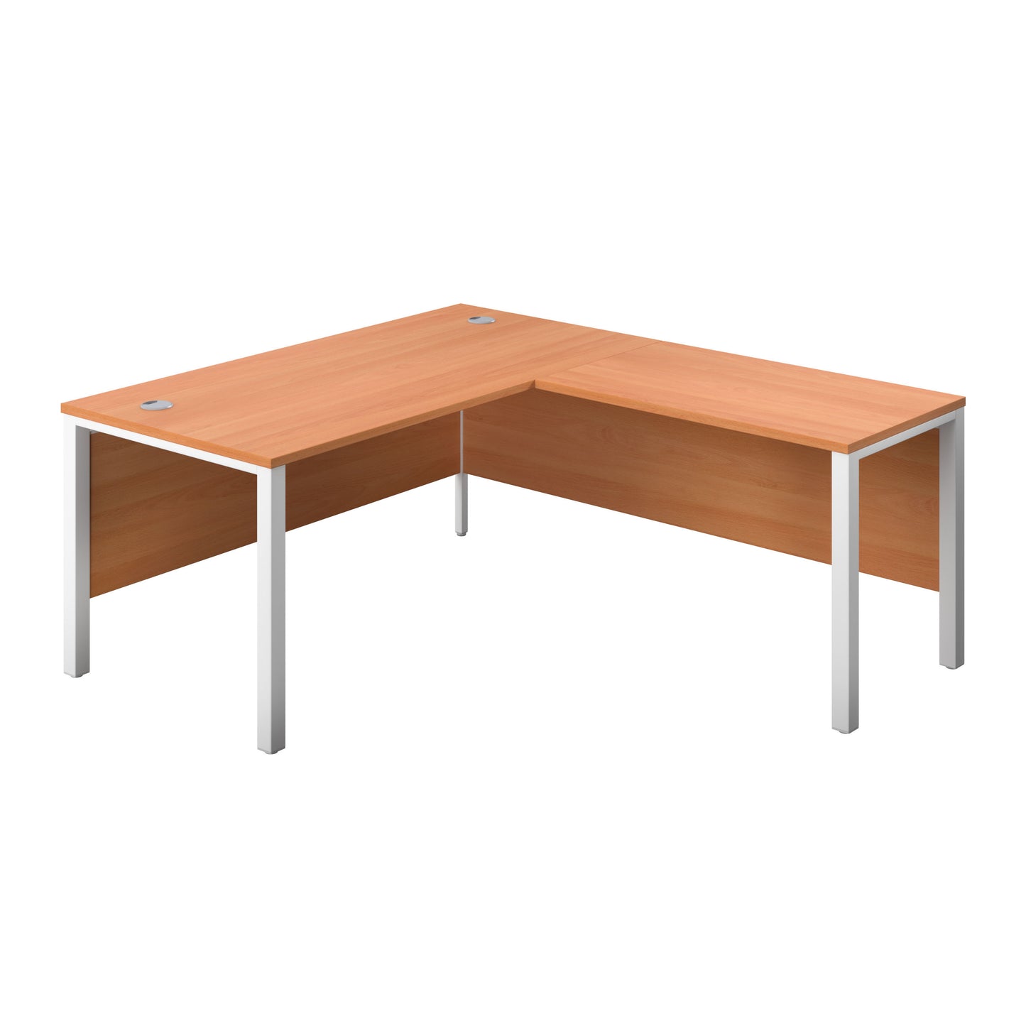 Aztec|Rectangular Desk with Right Hand Return|Goal Post Leg|1600x800|Beech-White