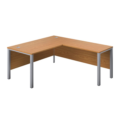 Aztec|Rectangular Desk with Right Hand Return|Goal Post Leg|1600x800|Nova Oak-Silver