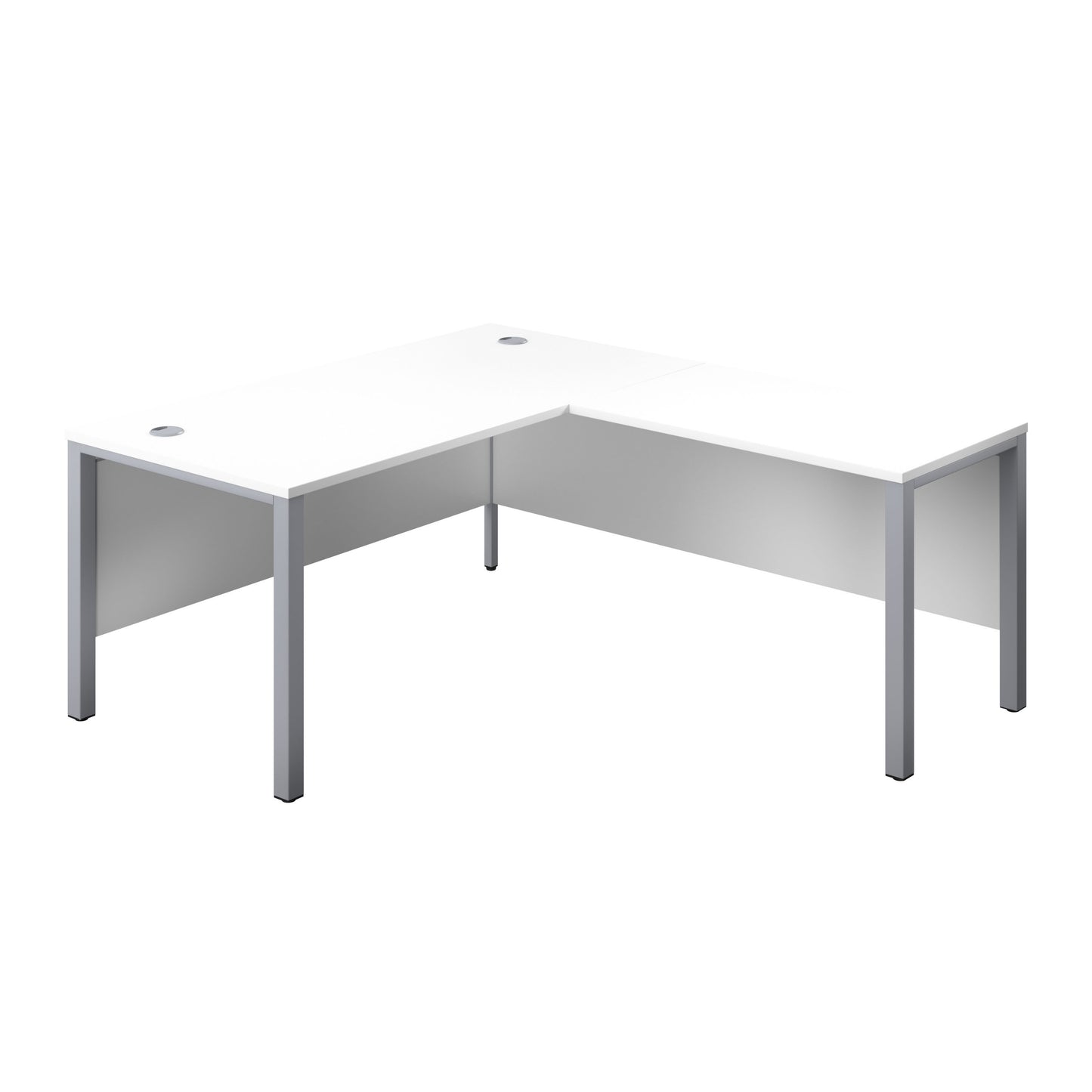 Aztec|Rectangular Desk with Right Hand Return|Goal Post Leg|1600x800|White-Silver