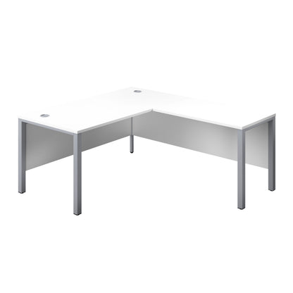 Aztec|Rectangular Desk with Right Hand Return|Goal Post Leg|1600x800|White-Silver