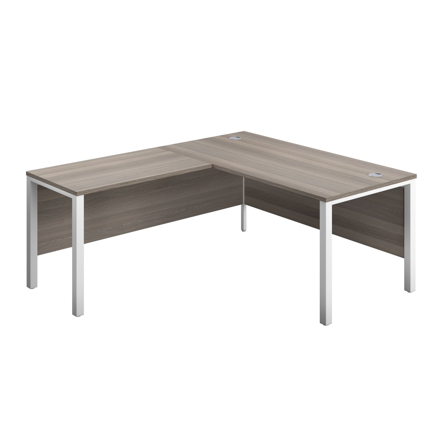 Aztec|Rectangular Desk with Left Hand Return|Goal Post Leg|1800x800|Grey Oak-White