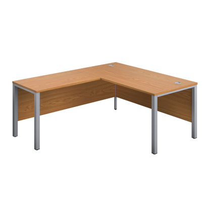 Aztec|Rectangular Desk with Left Hand Return|Goal Post Leg|1800x800|Nova Oak-Silver