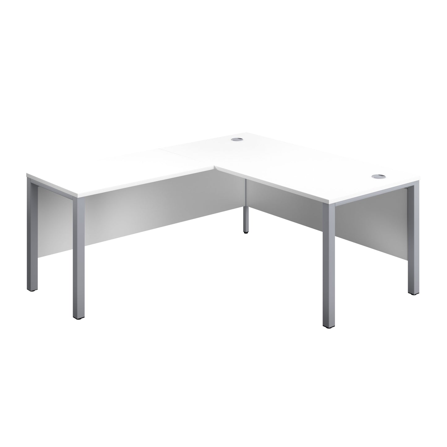 Aztec|Rectangular Desk with Left Hand Return|Goal Post Leg|1800x800|White-Silver