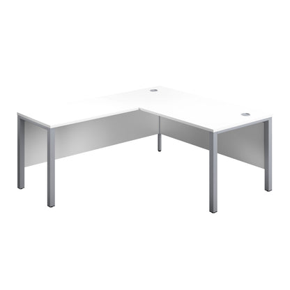 Aztec|Rectangular Desk with Left Hand Return|Goal Post Leg|1800x800|White-Silver