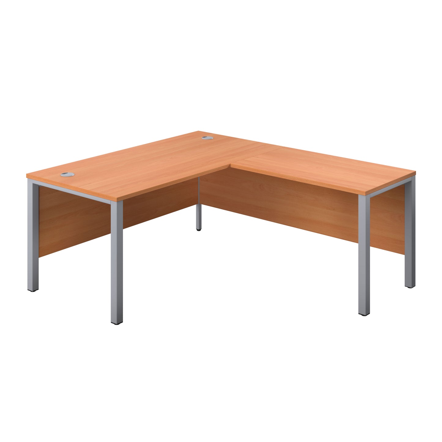 Aztec|Rectangular Desk with Right Hand Return|Goal Post Leg|1800x800|Beech-Silver