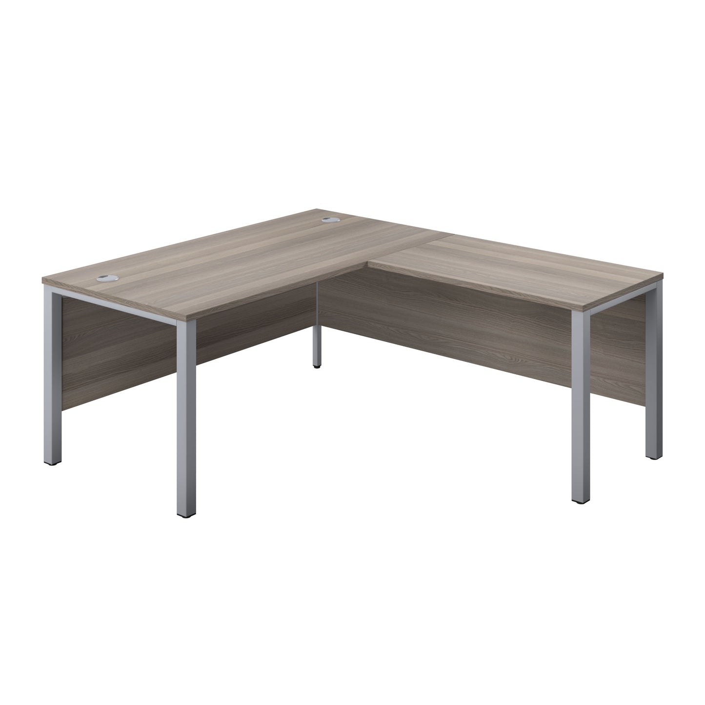 Aztec|Rectangular Desk with Right Hand Return|Goal Post Leg|1800x800|Grey Oak-Silver
