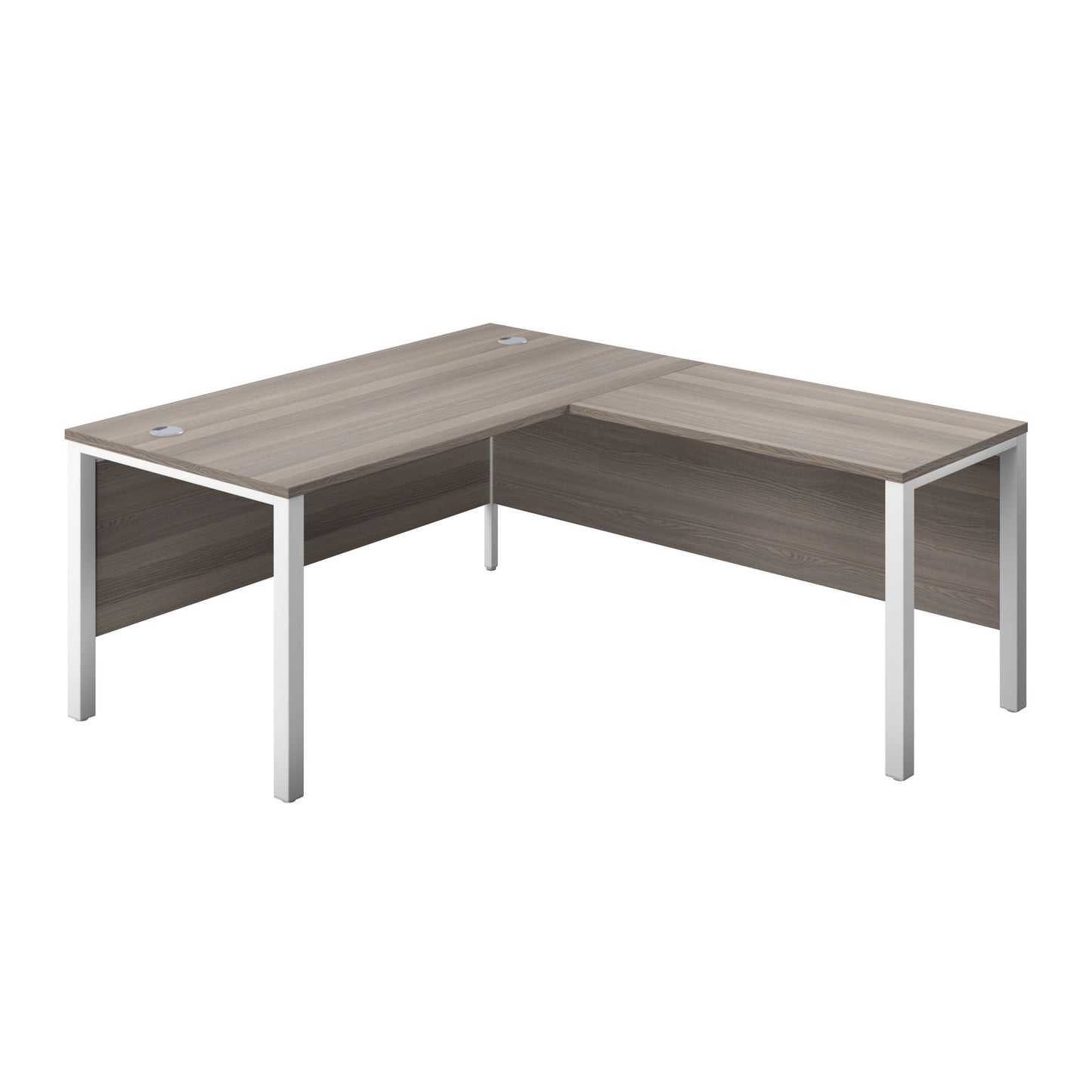 Aztec|Rectangular Desk with Right Hand Return|Goal Post Leg|1800x800|Grey Oak-White