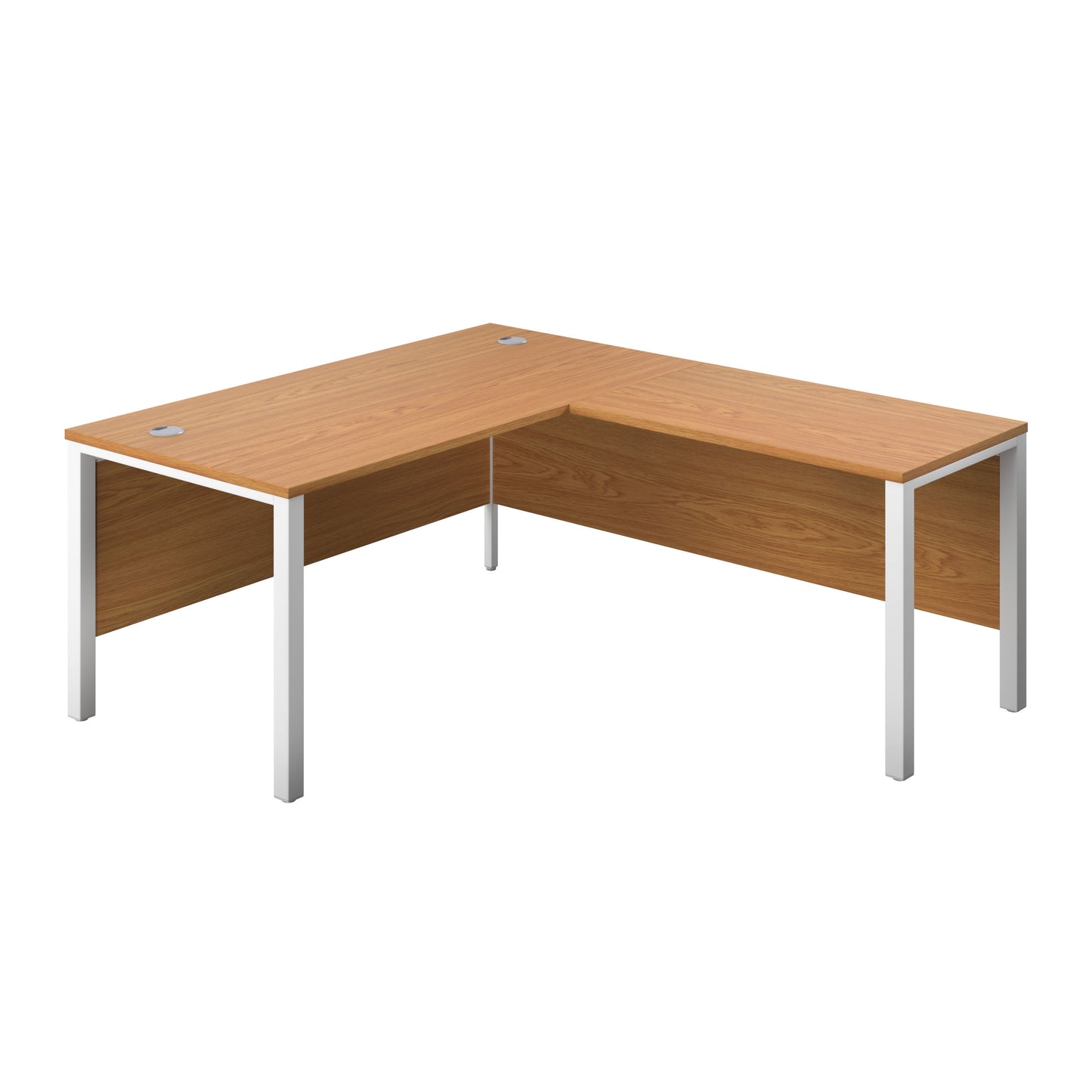 Aztec|Rectangular Desk with Right Hand Return|Goal Post Leg|1800x800|Nova Oak-White