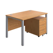 Goal Post Rectangular Desk + 3 Drawer Mobile Pedestal (FSC)