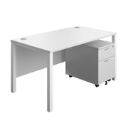 Goal Post Rectangular Desk + 2 Drawer Mobile Pedestal (FSC)