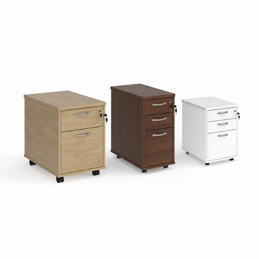 Universal Mobile Office Pedestal | Slimline Under-Desk Storage with Silver Handles