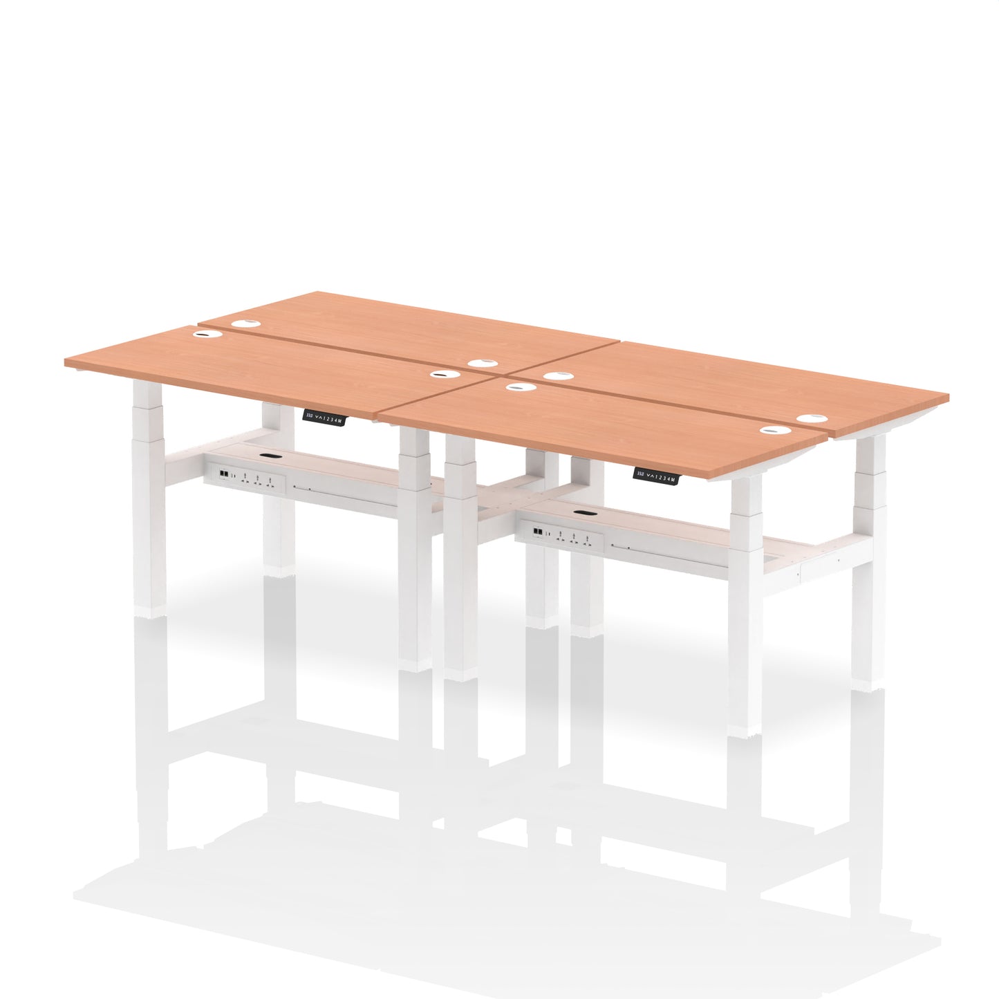 Air Back-to-Back Slimline Height Adjustable Bench Desk - 4 Person
