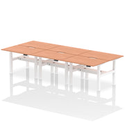 Air Back-to-Back Scalloped Edge Height Adjustable Bench Desk - 6 Person
