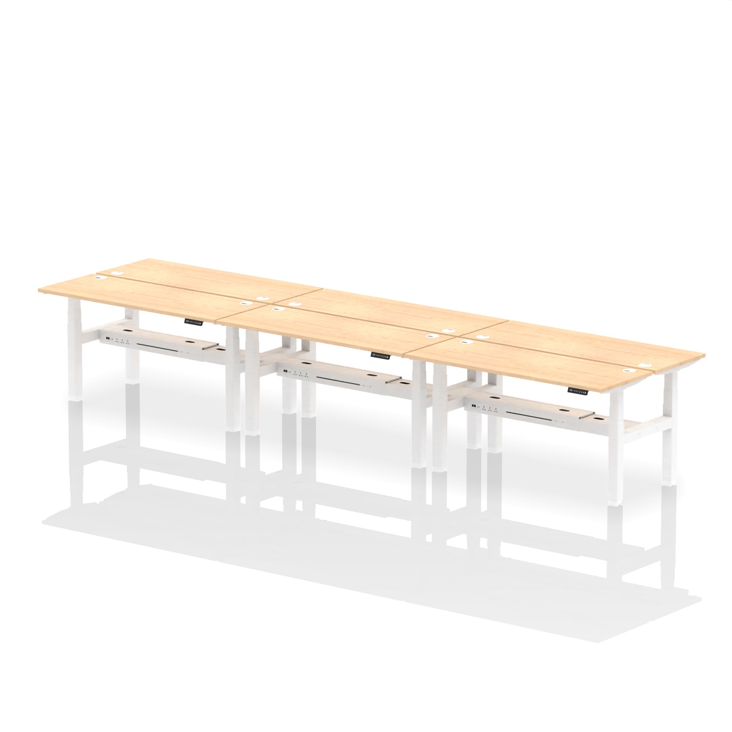 Air Back-to-Back Slimline Height Adjustable Bench Desk - 6 Person